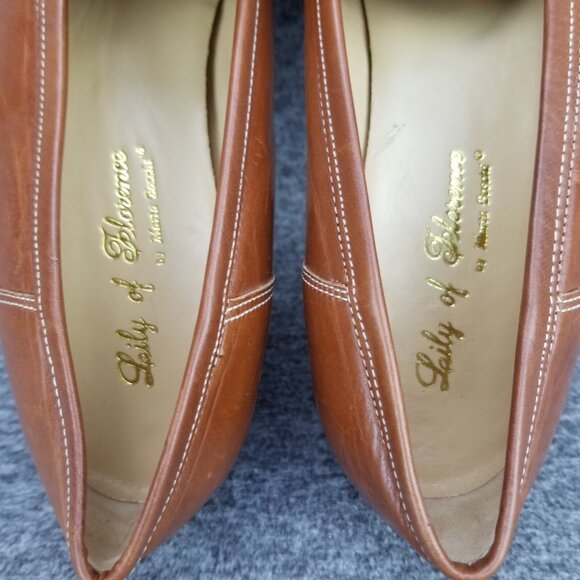 ✅Lily of Florence Carmel/Brown Leather Penny Loafers Women's 9AA Slip-On Shoes - Picture 3 of 11